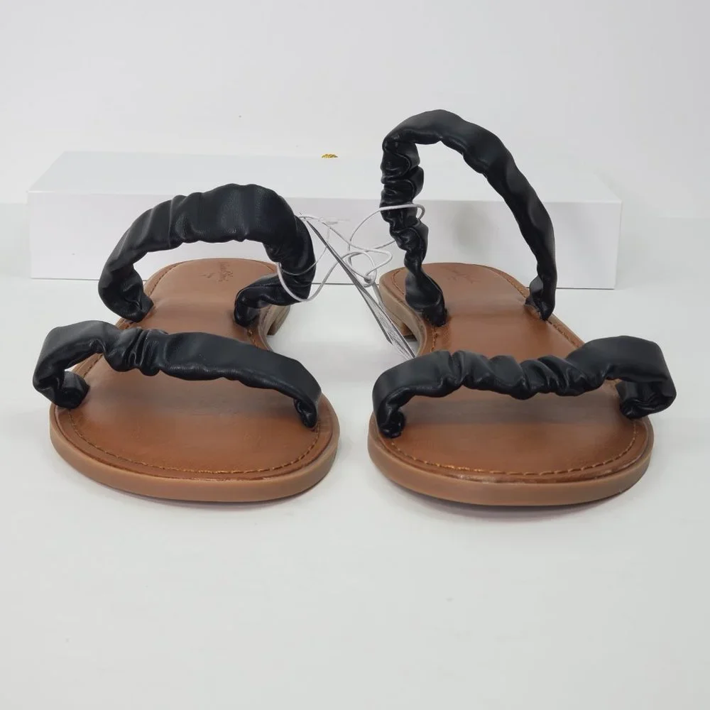 Universal Thread Black Brown Willow Slip-On Slide-On Flat Sandals NWT Size 9 1/2
